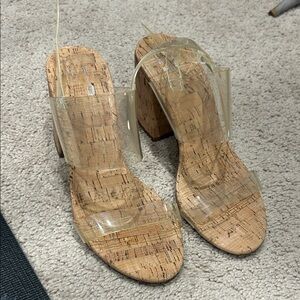 Mix No. 6 Cork and Clear Strap Heels